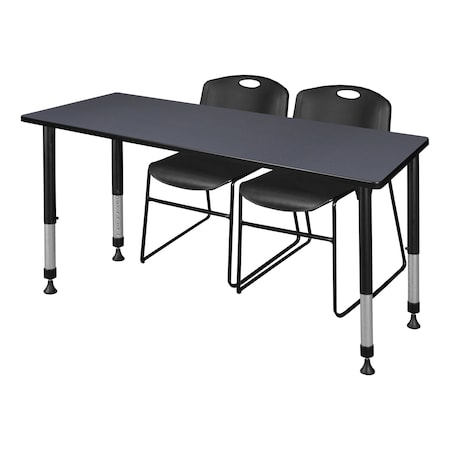REGENCY Tables > Height Adjustable > Rectangular Table & Chair Sets, 66 X 30 X 23-34, Grey MT6630GYAPBK44BK
